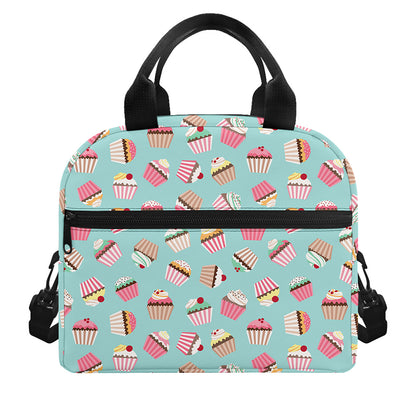 Pastel Cupcake Pattern Print Insulated Lunch Bag