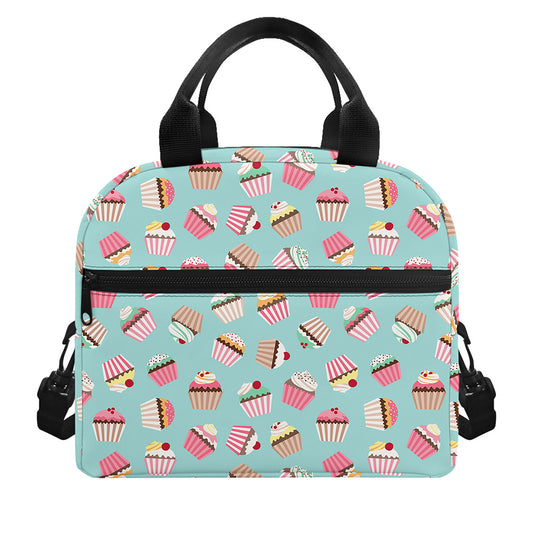Pastel Cupcake Pattern Print Insulated Lunch Bag