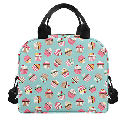 Pastel Cupcake Pattern Print Insulated Lunch Bag