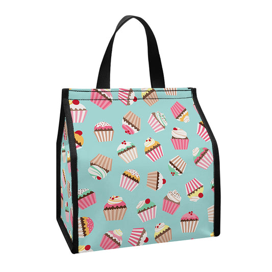 Pastel Cupcake Pattern Print Insulated Lunch Tote