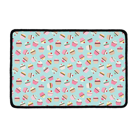 Pastel Cupcake Pattern Print Kitchen Mat