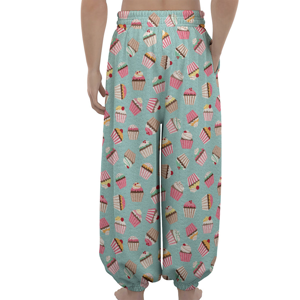 Pastel Cupcake Pattern Print Lantern Pants