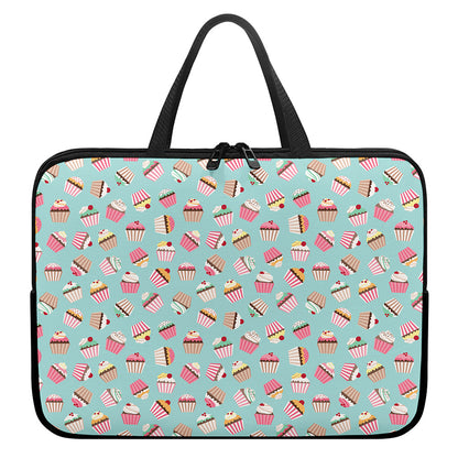 Pastel Cupcake Pattern Print Laptop Sleeve With Handle