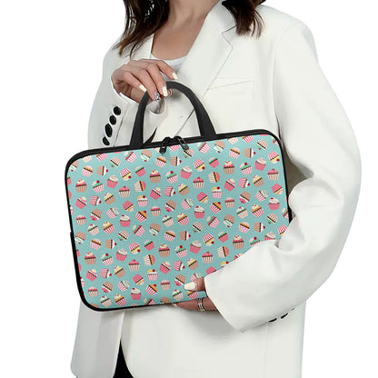 Pastel Cupcake Pattern Print Laptop Sleeve With Handle