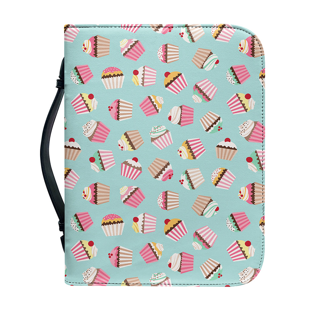 Pastel Cupcake Pattern Print Leather Bible Cover