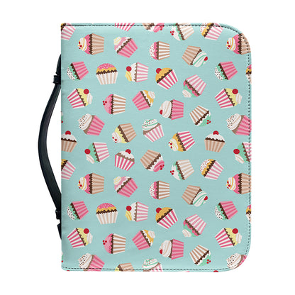 Pastel Cupcake Pattern Print Leather Bible Cover