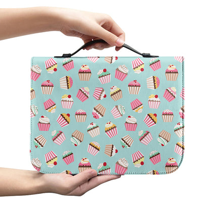 Pastel Cupcake Pattern Print Leather Bible Cover