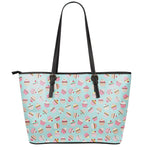 Pastel Cupcake Pattern Print Leather Tote Bag