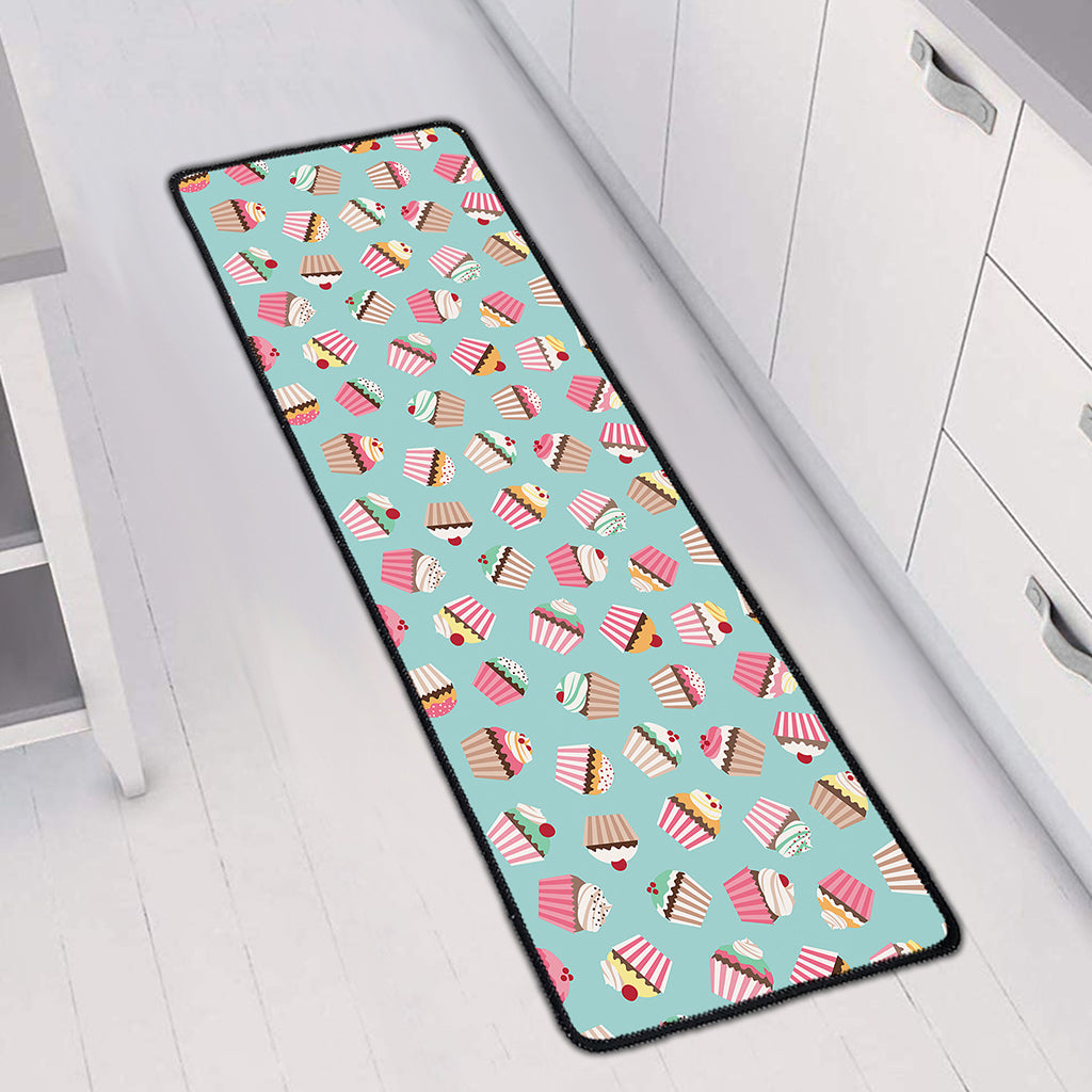 Pastel Cupcake Pattern Print Long Kitchen Mat