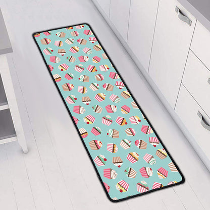 Pastel Cupcake Pattern Print Long Kitchen Mat