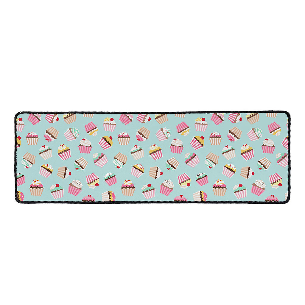 Pastel Cupcake Pattern Print Long Kitchen Mat
