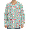 Pastel Cupcake Pattern Print Long Sleeve Baseball Jersey