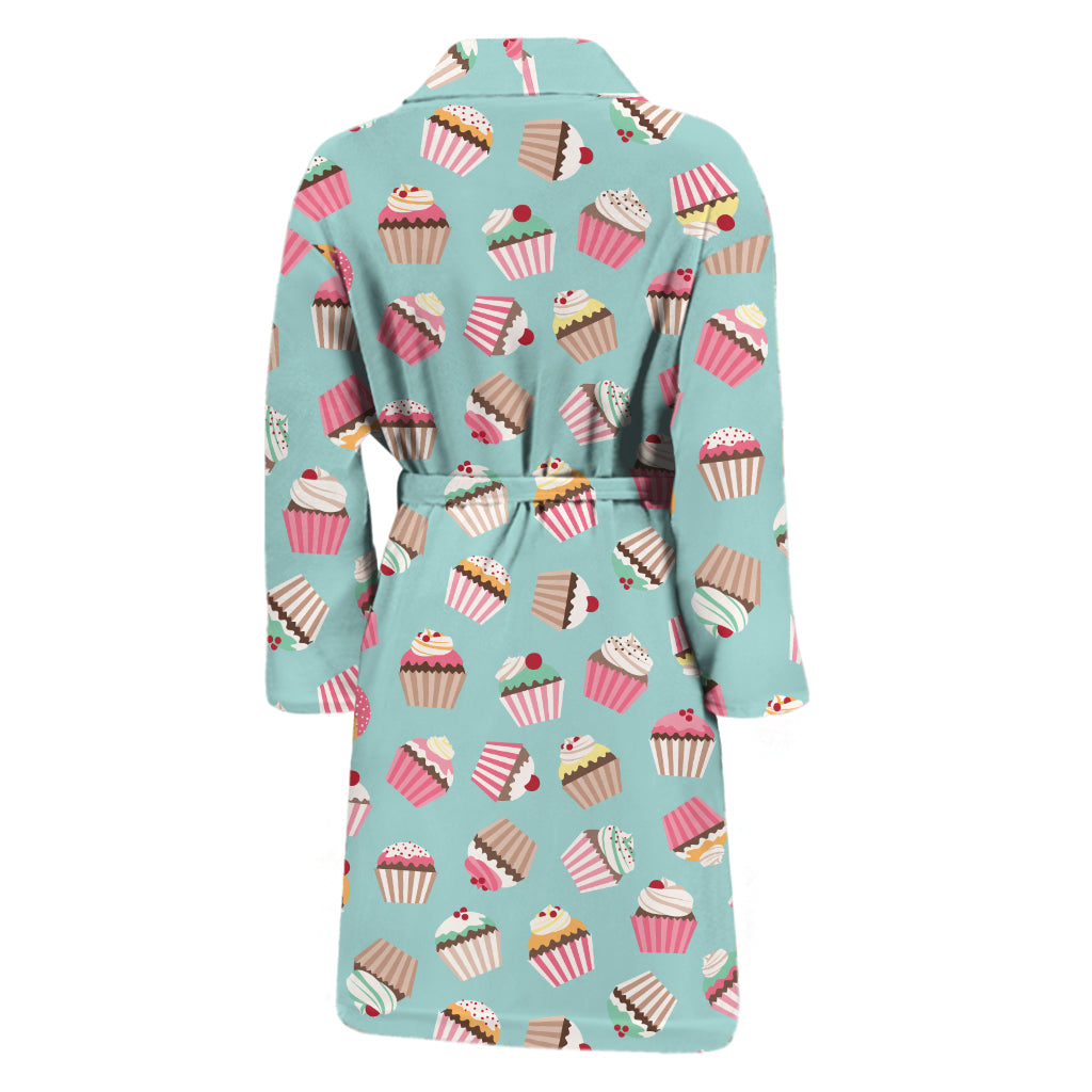 Pastel Cupcake Pattern Print Men's Bathrobe