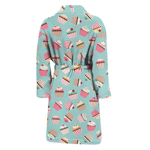 Pastel Cupcake Pattern Print Men's Bathrobe