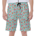 Pastel Cupcake Pattern Print Men's Beach Shorts