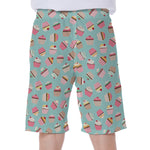 Pastel Cupcake Pattern Print Men's Beach Shorts