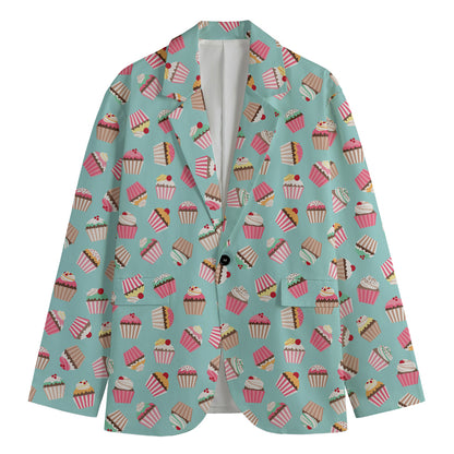 Pastel Cupcake Pattern Print Men's Blazer