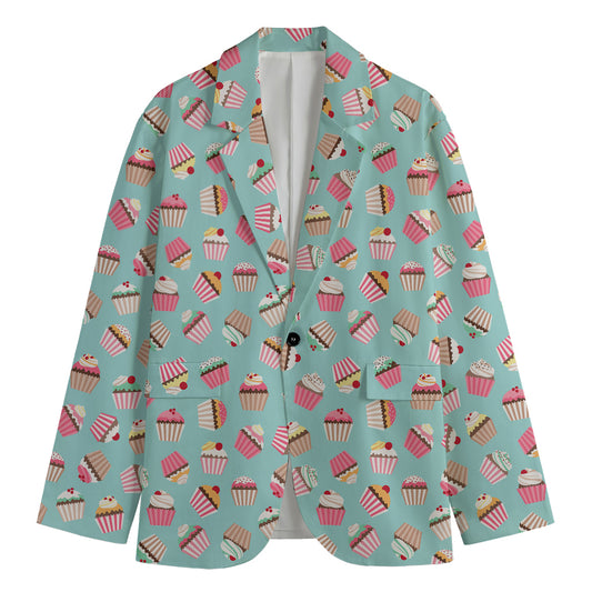 Pastel Cupcake Pattern Print Men's Blazer