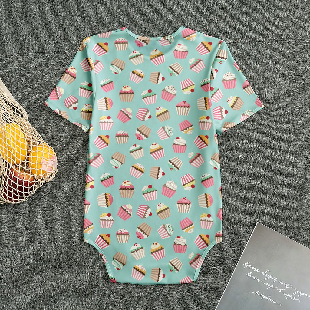 Pastel Cupcake Pattern Print Men's Bodysuit