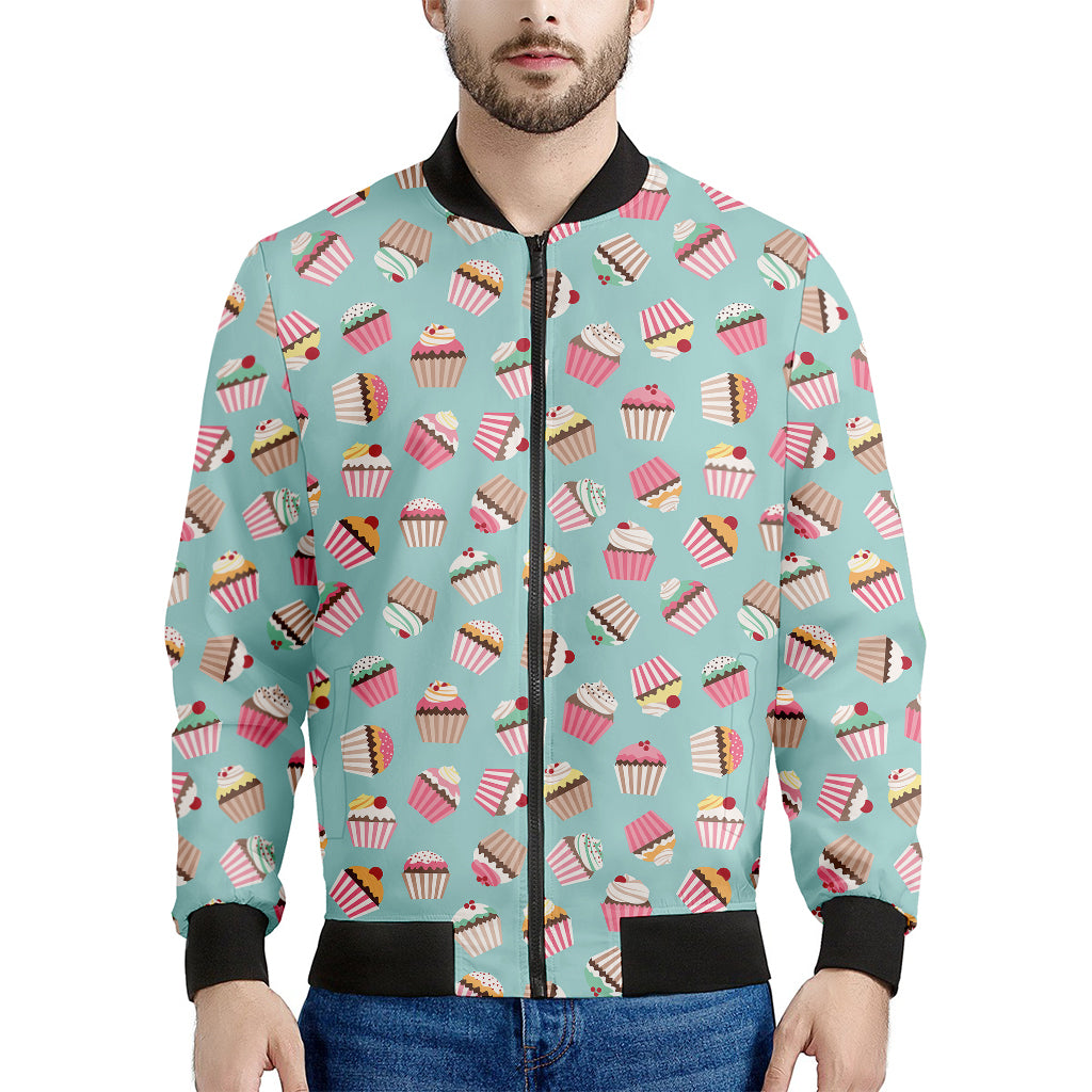 Pastel Cupcake Pattern Print Men's Bomber Jacket