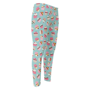 Pastel Cupcake Pattern Print Men's Compression Pants