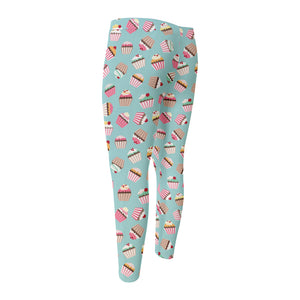 Pastel Cupcake Pattern Print Men's Compression Pants