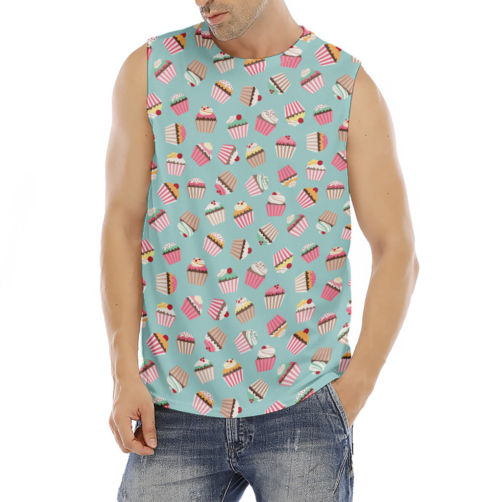 Pastel Cupcake Pattern Print Men's Fitness Tank Top