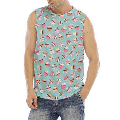 Pastel Cupcake Pattern Print Men's Fitness Tank Top
