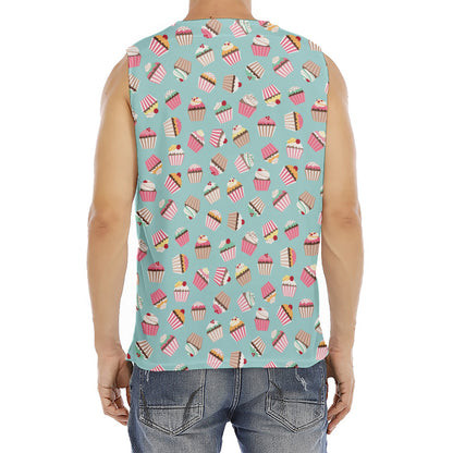 Pastel Cupcake Pattern Print Men's Fitness Tank Top