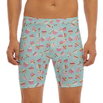 Pastel Cupcake Pattern Print Men's Long Boxer Briefs