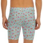 Pastel Cupcake Pattern Print Men's Long Boxer Briefs