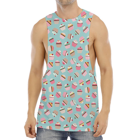 Pastel Cupcake Pattern Print Men's Muscle Tank Top