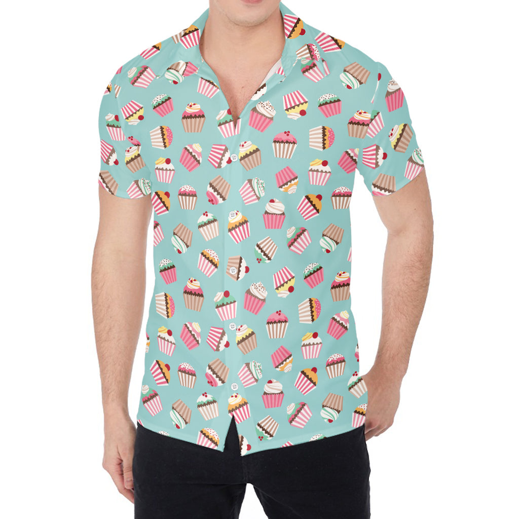 Pastel Cupcake Pattern Print Men's Shirt