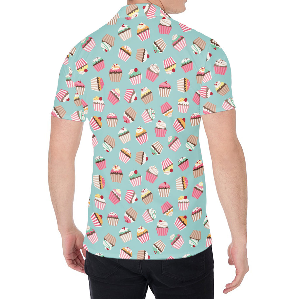Pastel Cupcake Pattern Print Men's Shirt