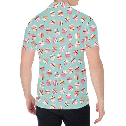 Pastel Cupcake Pattern Print Men's Shirt