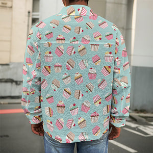 Pastel Cupcake Pattern Print Men's Shirt Jacket