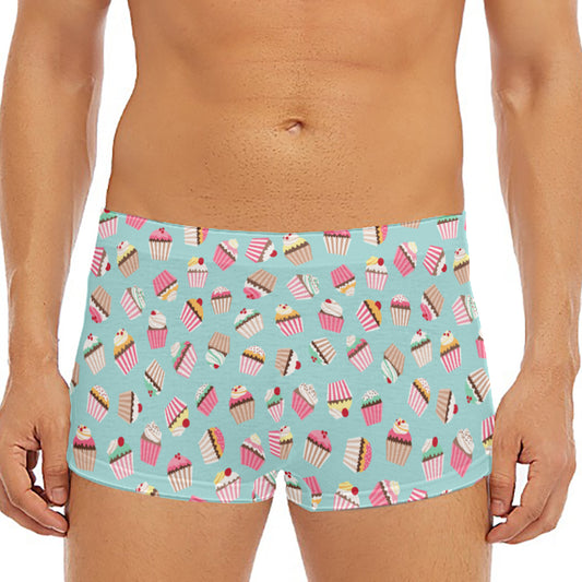 Pastel Cupcake Pattern Print Men's Short Boxer Briefs