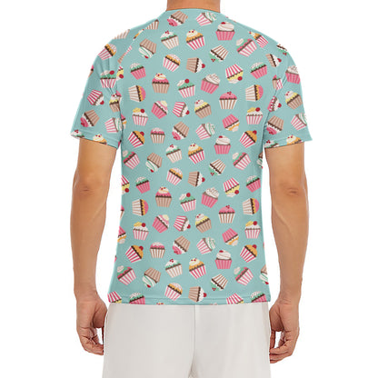 Pastel Cupcake Pattern Print Men's Short Sleeve Rash Guard