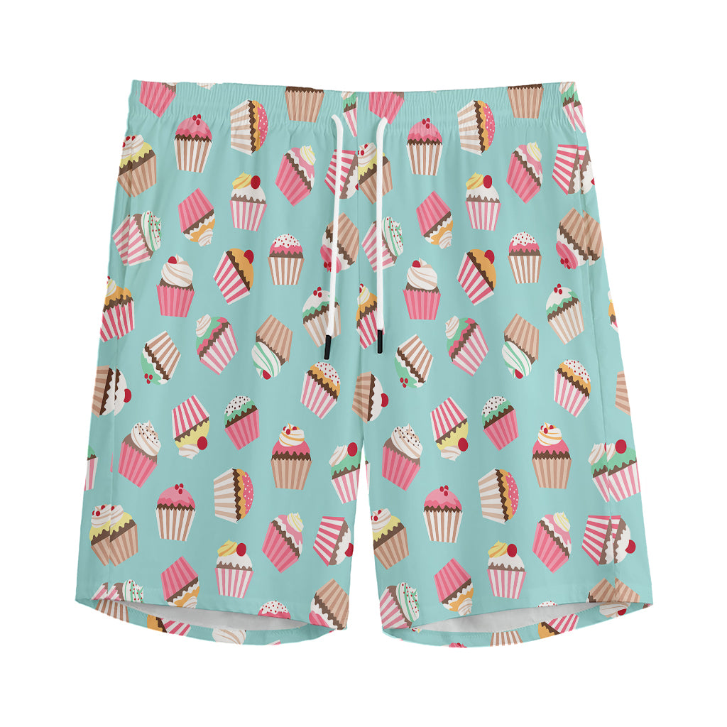 Pastel Cupcake Pattern Print Men's Sports Shorts