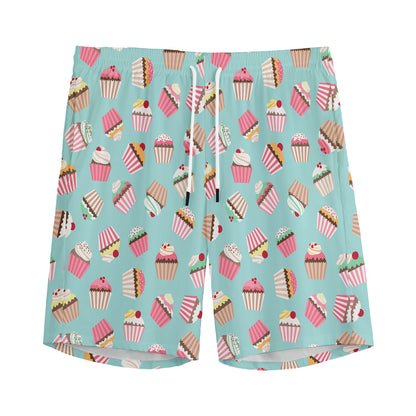Pastel Cupcake Pattern Print Men's Sports Shorts