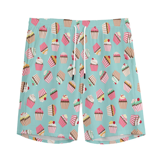 Pastel Cupcake Pattern Print Men's Sports Shorts