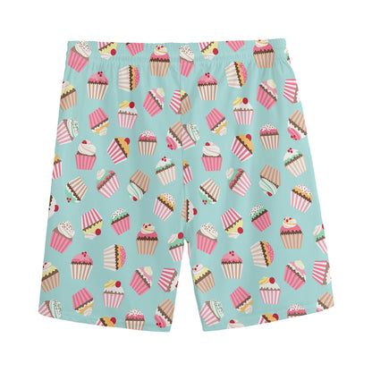 Pastel Cupcake Pattern Print Men's Sports Shorts