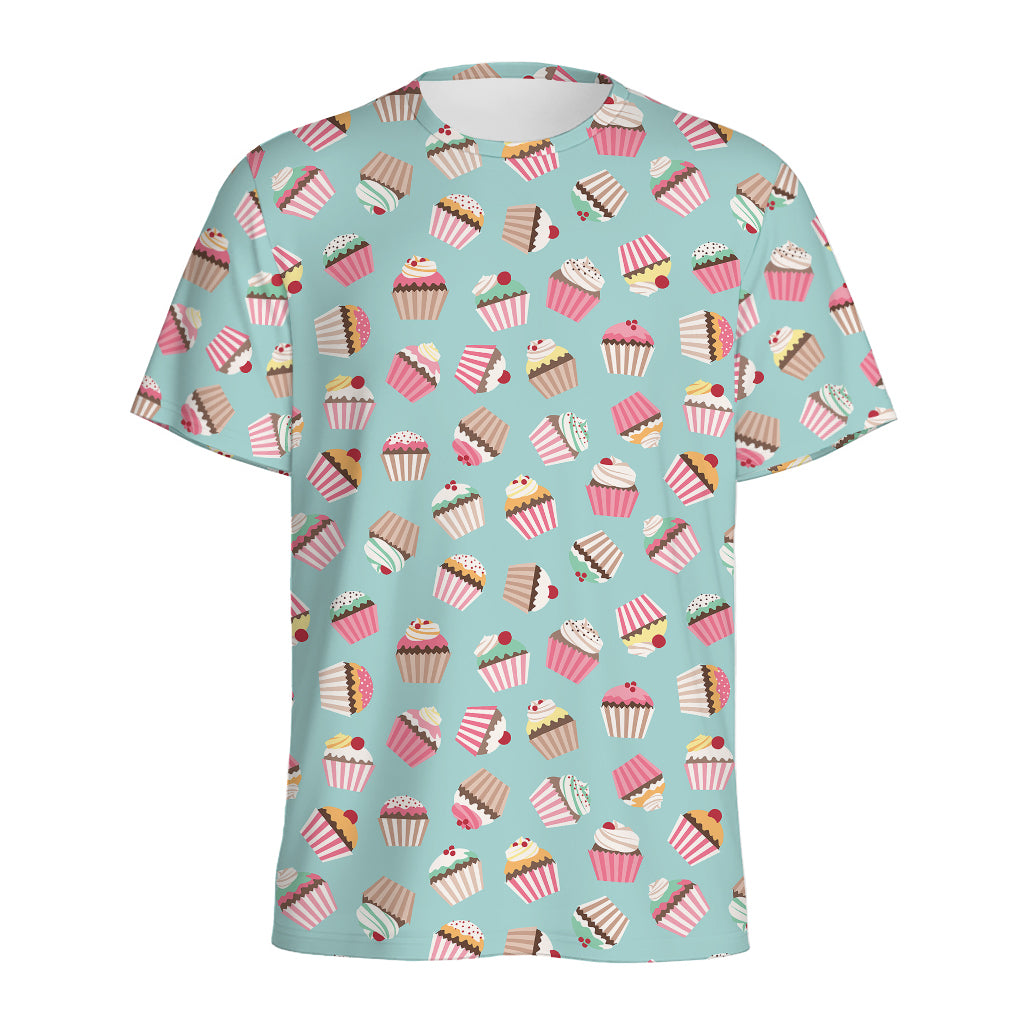 Pastel Cupcake Pattern Print Men's Sports T-Shirt