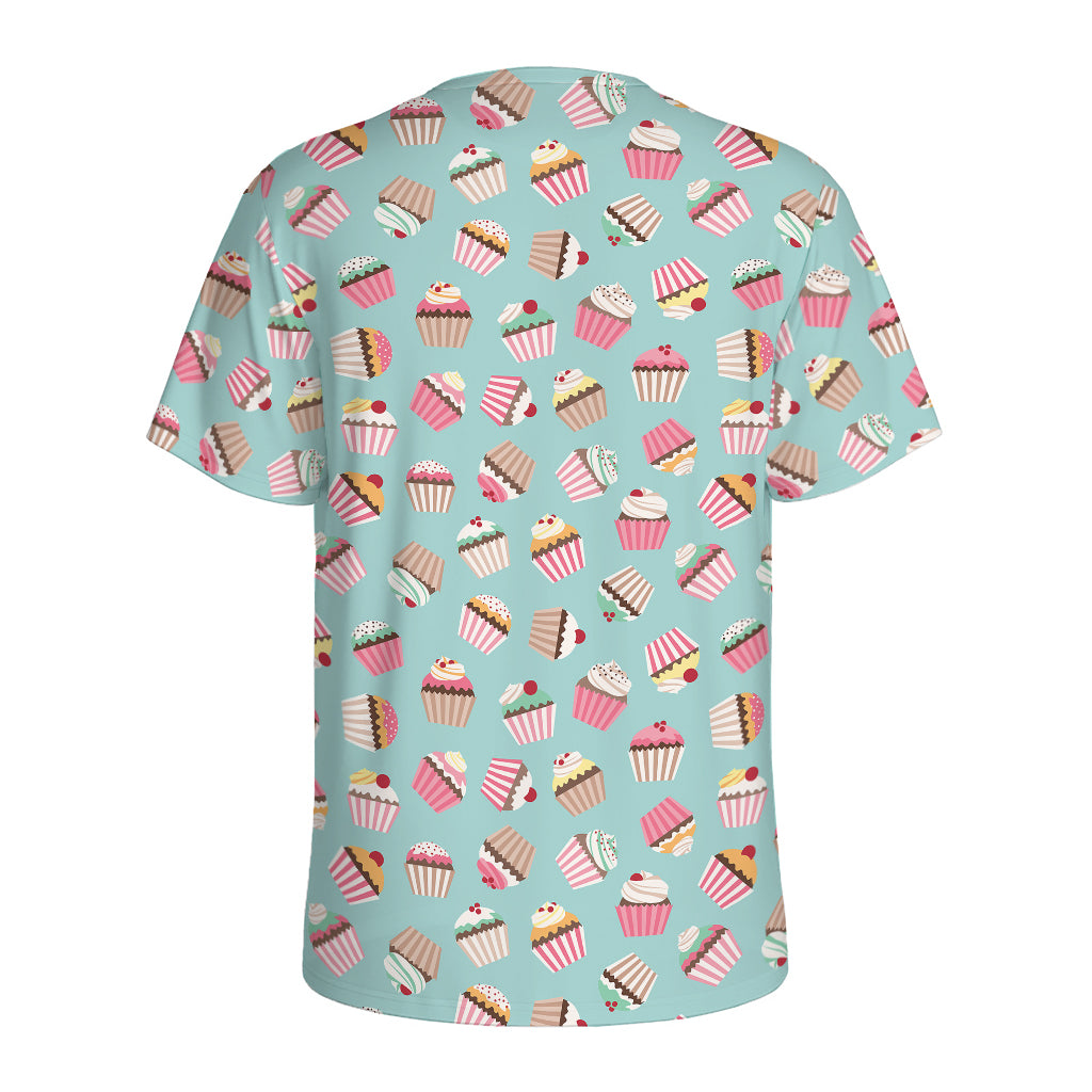 Pastel Cupcake Pattern Print Men's Sports T-Shirt