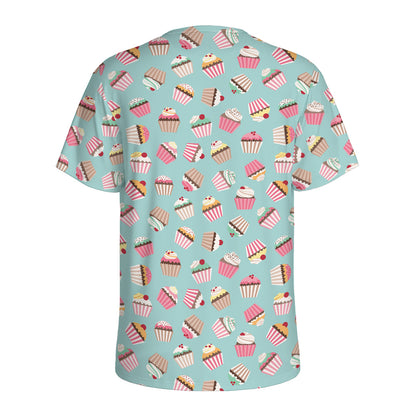 Pastel Cupcake Pattern Print Men's Sports T-Shirt