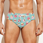 Pastel Cupcake Pattern Print Men's Swim Briefs