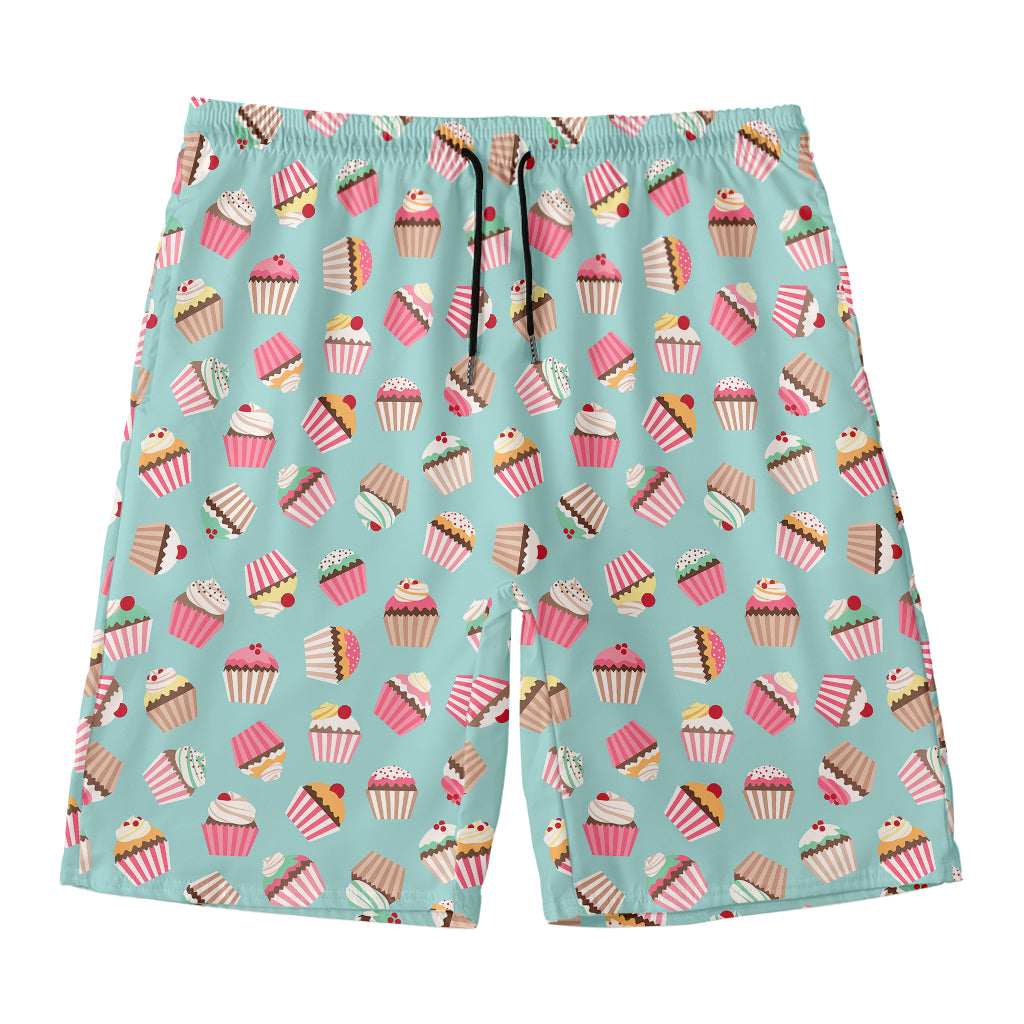 Pastel Cupcake Pattern Print Men's Swim Trunks
