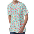 Pastel Cupcake Pattern Print Men's Velvet T-Shirt