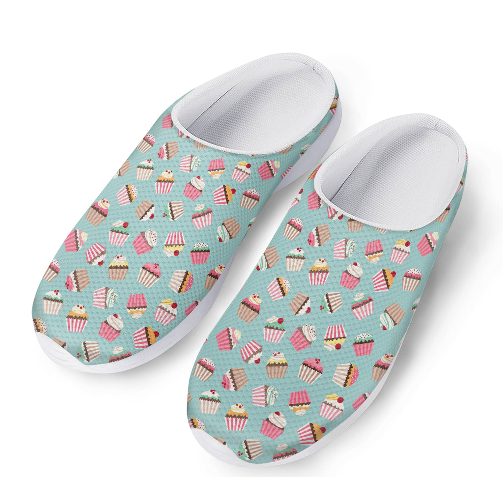 Pastel Cupcake Pattern Print Mesh Casual Shoes
