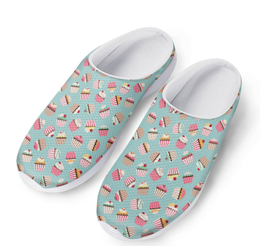 Pastel Cupcake Pattern Print Mesh Casual Shoes